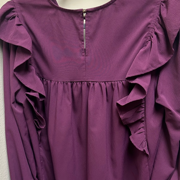 Entro Plum Ruffle V-Neck Blouse - Picture 7 of 7